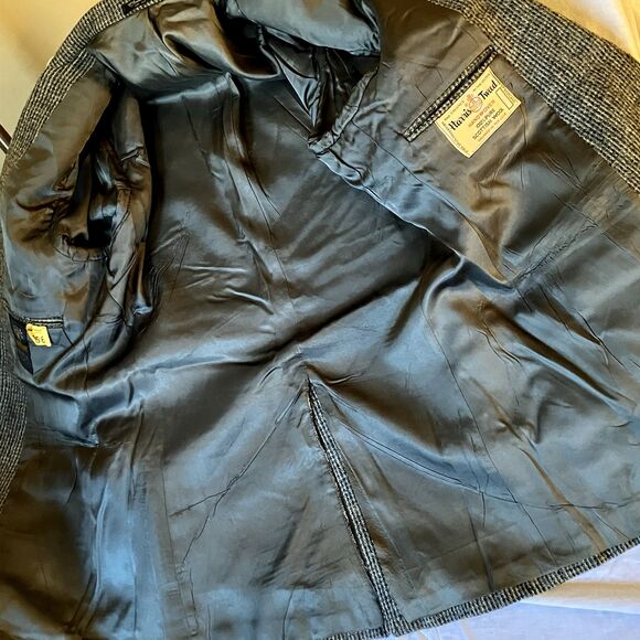 Harris Tweed Vintage Sport Coat Andhurst Gray Check Fleck Scottish Wool 38 40 - Picture 14 of 15